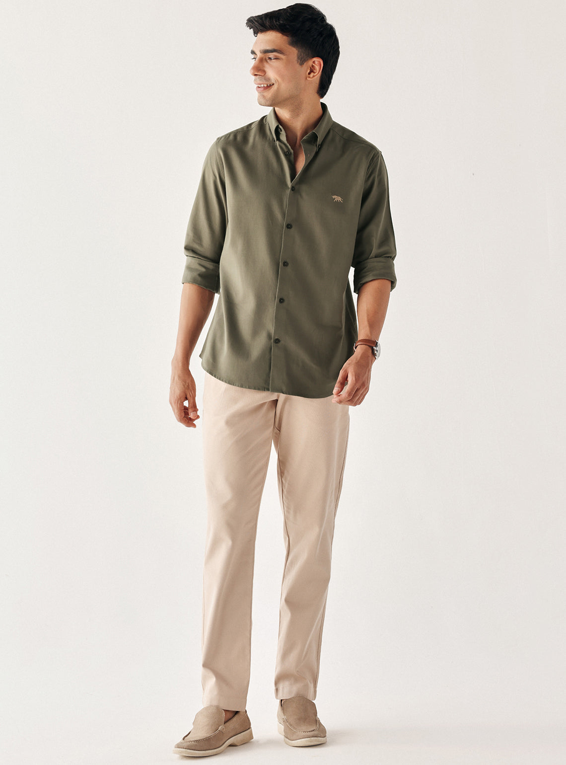 Brook Olive Cotton Shirt