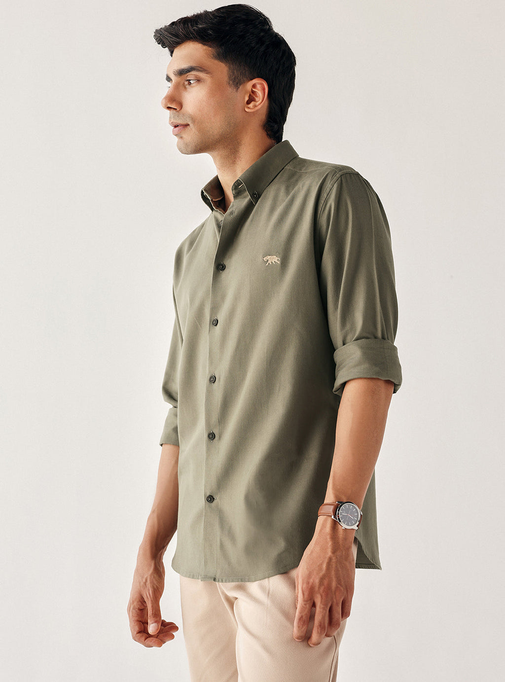 Brook Olive Cotton Shirt